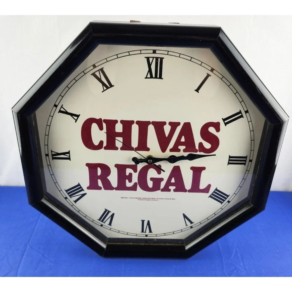 Vintage Chivas Regal Blended Scotch‎ Whiskey Octagon Clock - Works - Heavy - S